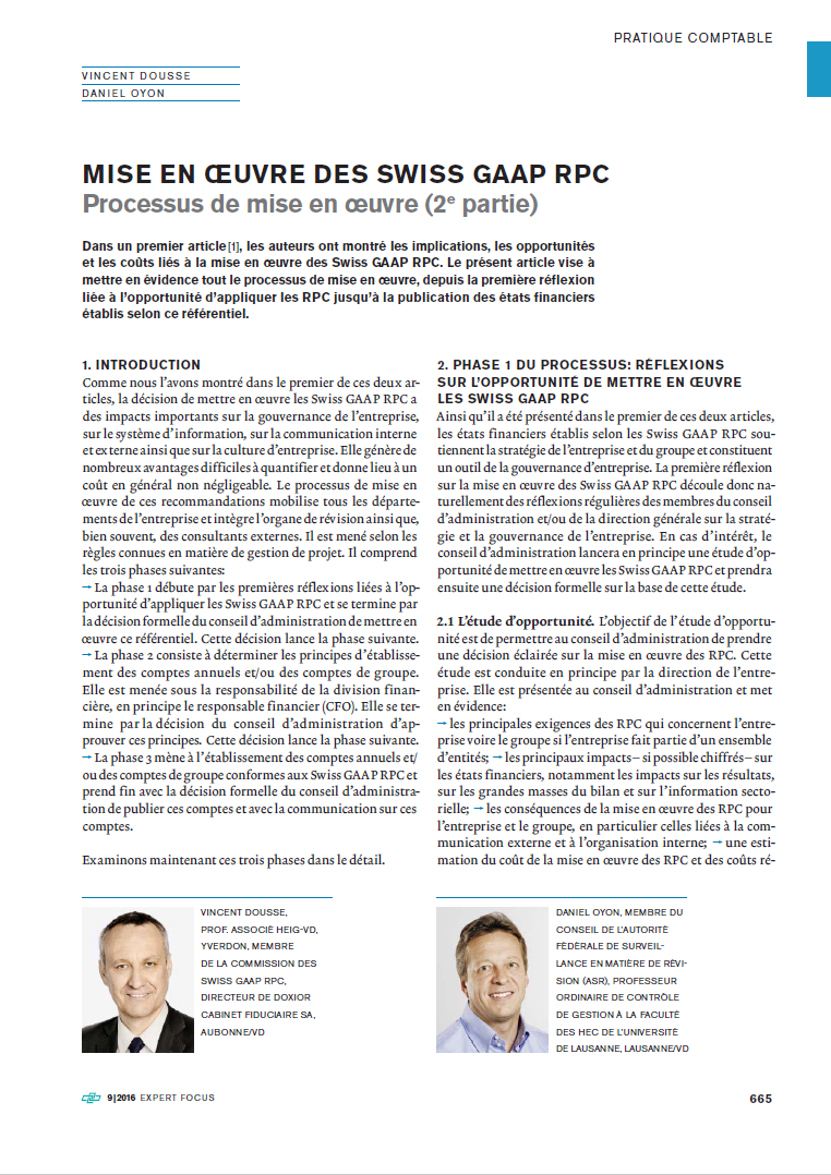 Mise en oeuvre des Swiss GAAP RPC - Processus de mise en oeuvre